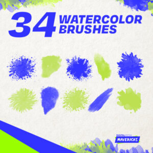 34 Watercolor Brushes for Photoshop.