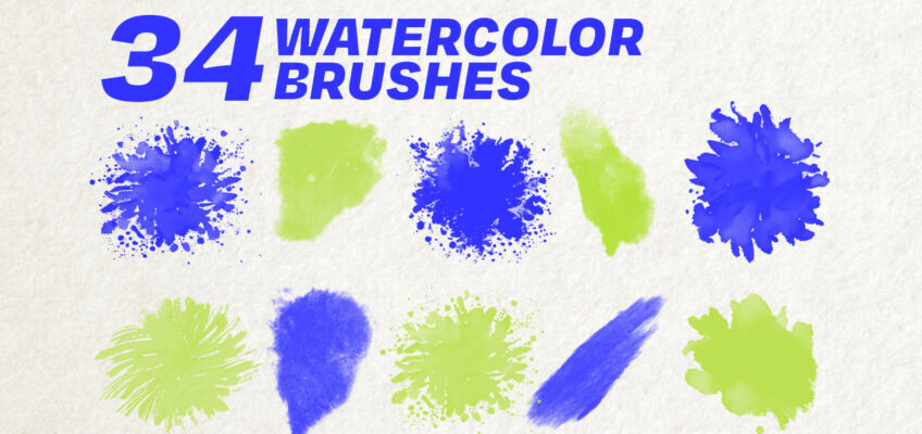 34 Watercolor Brushes for Adobe Photoshop